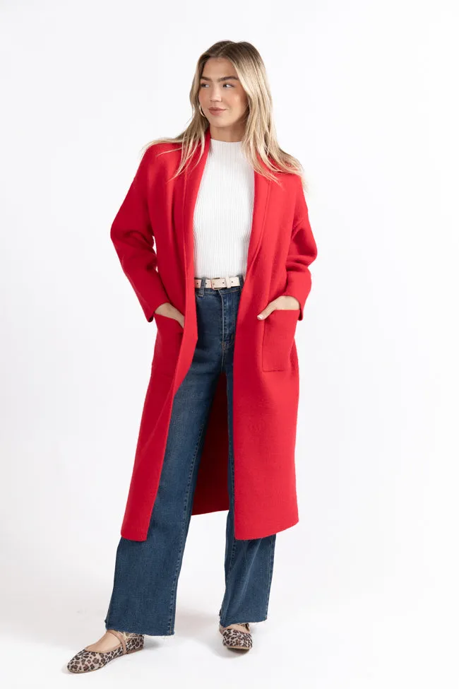 Go Where You Choose Red Long Cardigan SALE